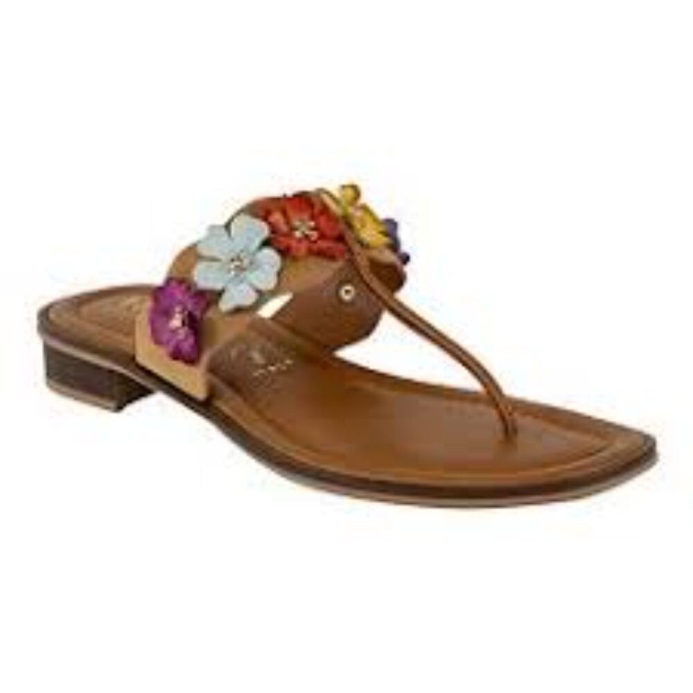 Toscanella Made In Italy Womens Nana Low Wedge Floral Thong‎ Sandal Size 7.5